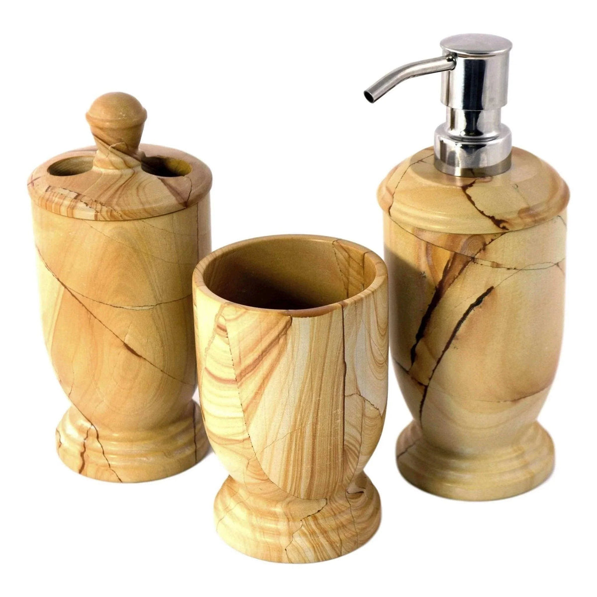 Set di 3 accessori bagno - Marmo teak