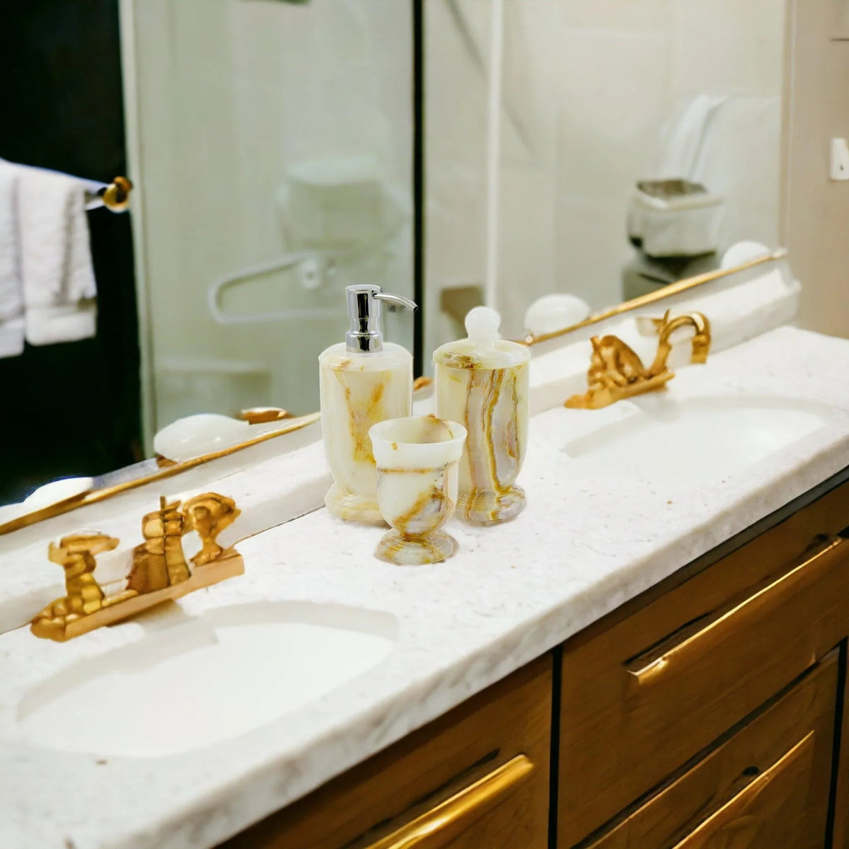 Set mobile bagno da 3 pezzi - Onice bianco