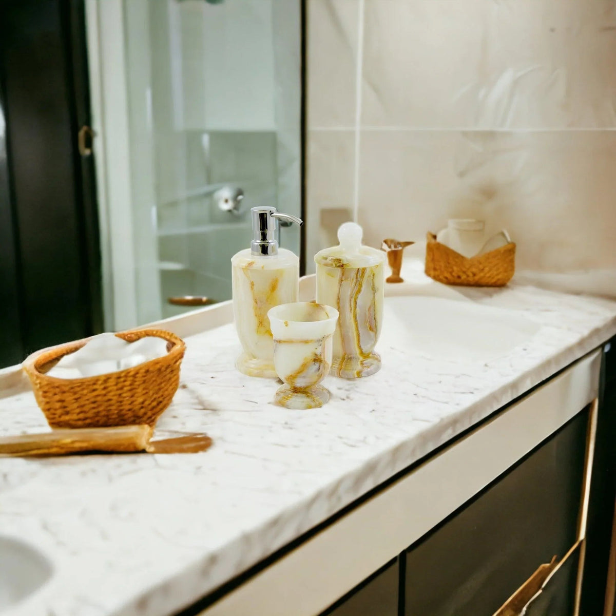 Set mobile bagno da 3 pezzi - Onice bianco