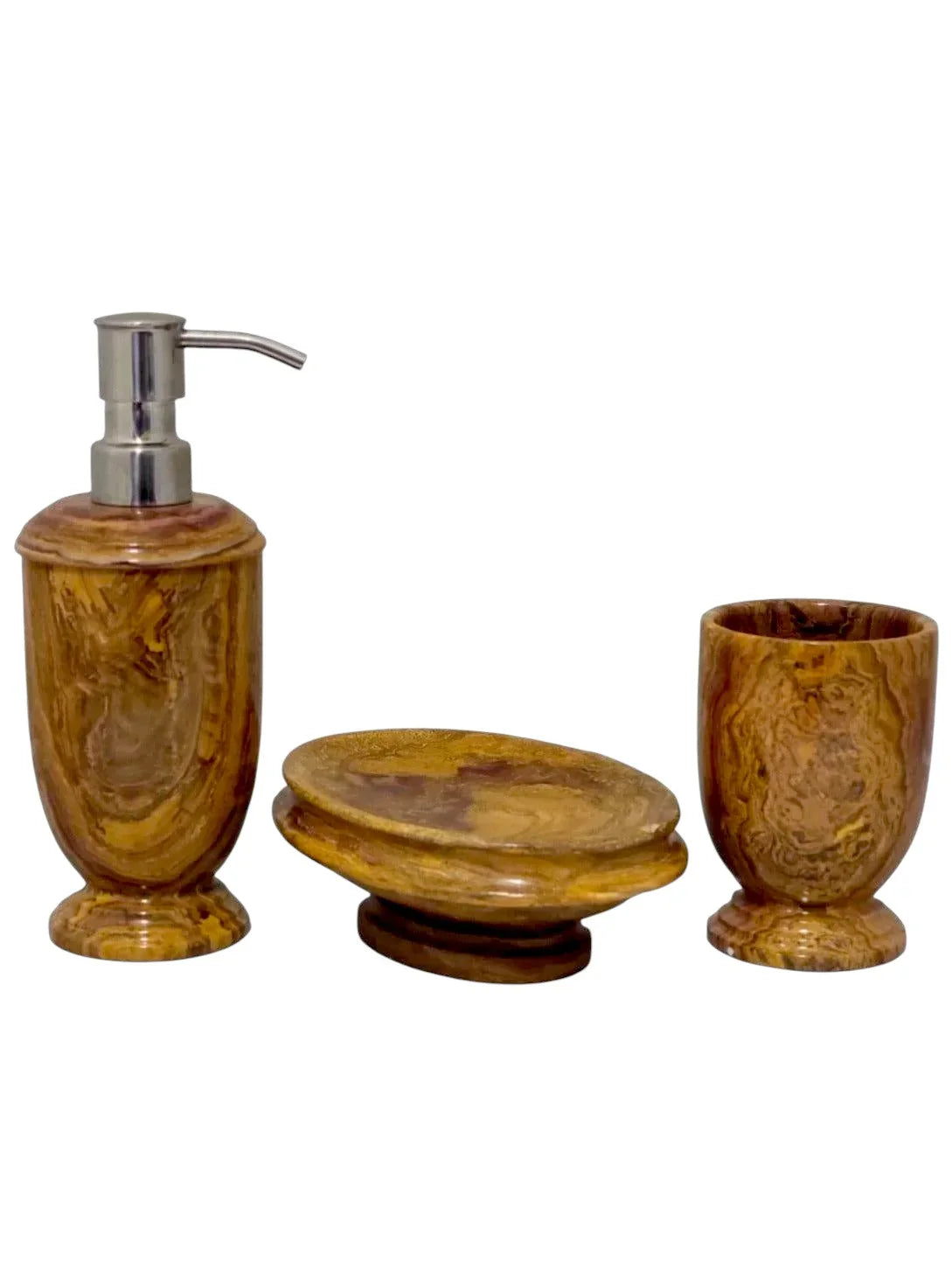 Ensemble d'accessoires de salle de bain 3 pièces en onyx brun multicolore