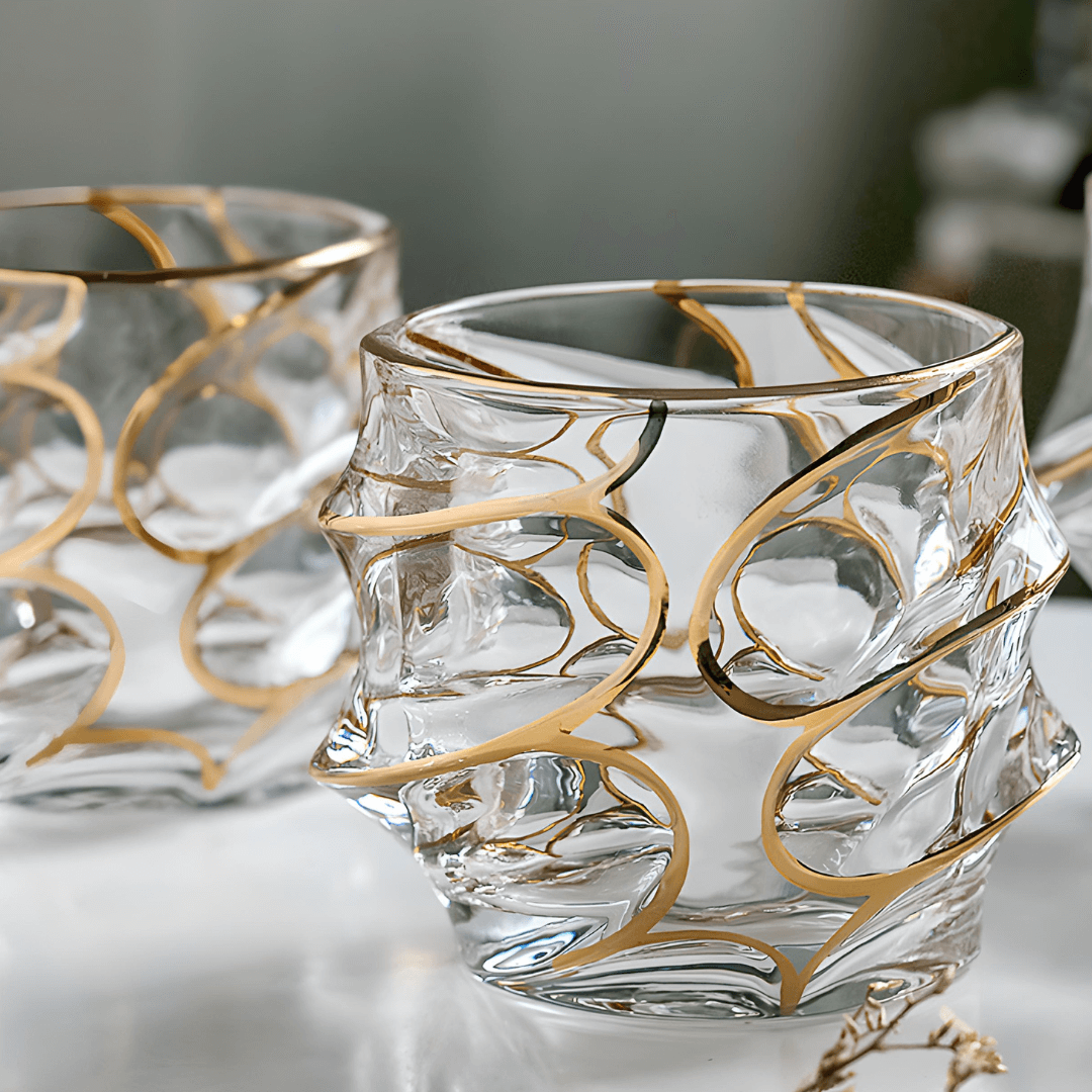 Verre à whisky en cristal japonais Gold Line Storm