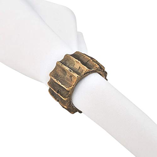 Contemporary Ribbed Design Metal Napkin Rings