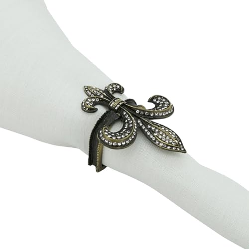 Bejeweled Fleur De Lis Metal Napkin Rings