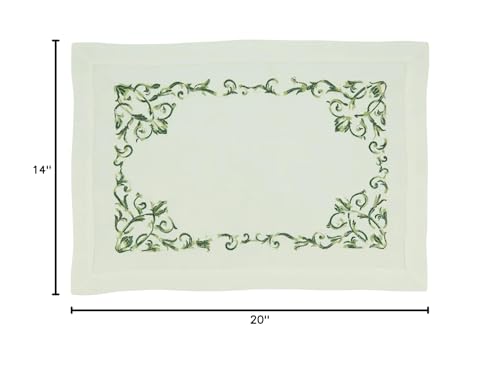 Embroidered Floral Scroll Placemats