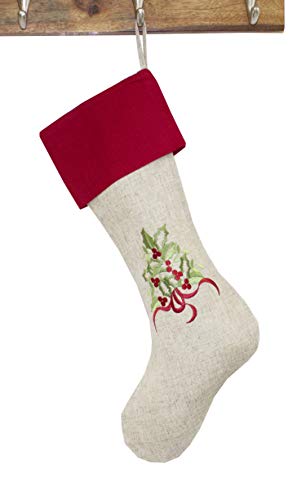 Embroidered Holly Christmas Tree Holiday Decorative Tree Skirt