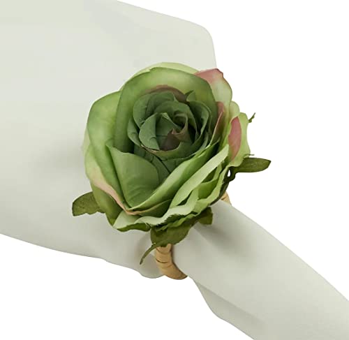 Handmade Red Rose Flower Napkin Rings