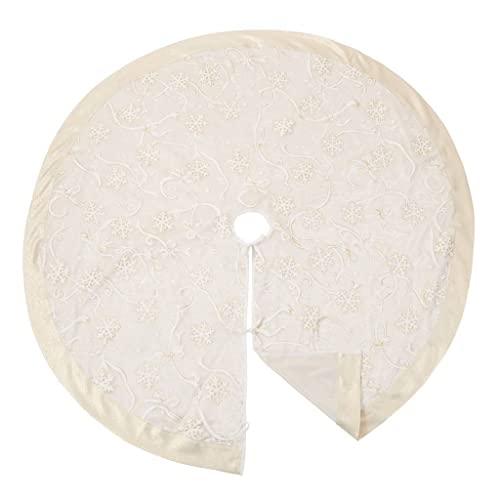 Printed Snowflake & Ribbon Christmas Tree Skirt