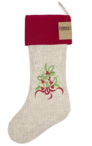 Embroidered Holly Christmas Tree Holiday Decorative Tree Skirt