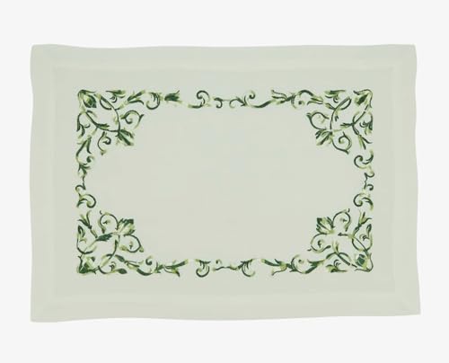 Embroidered Floral Scroll Placemats