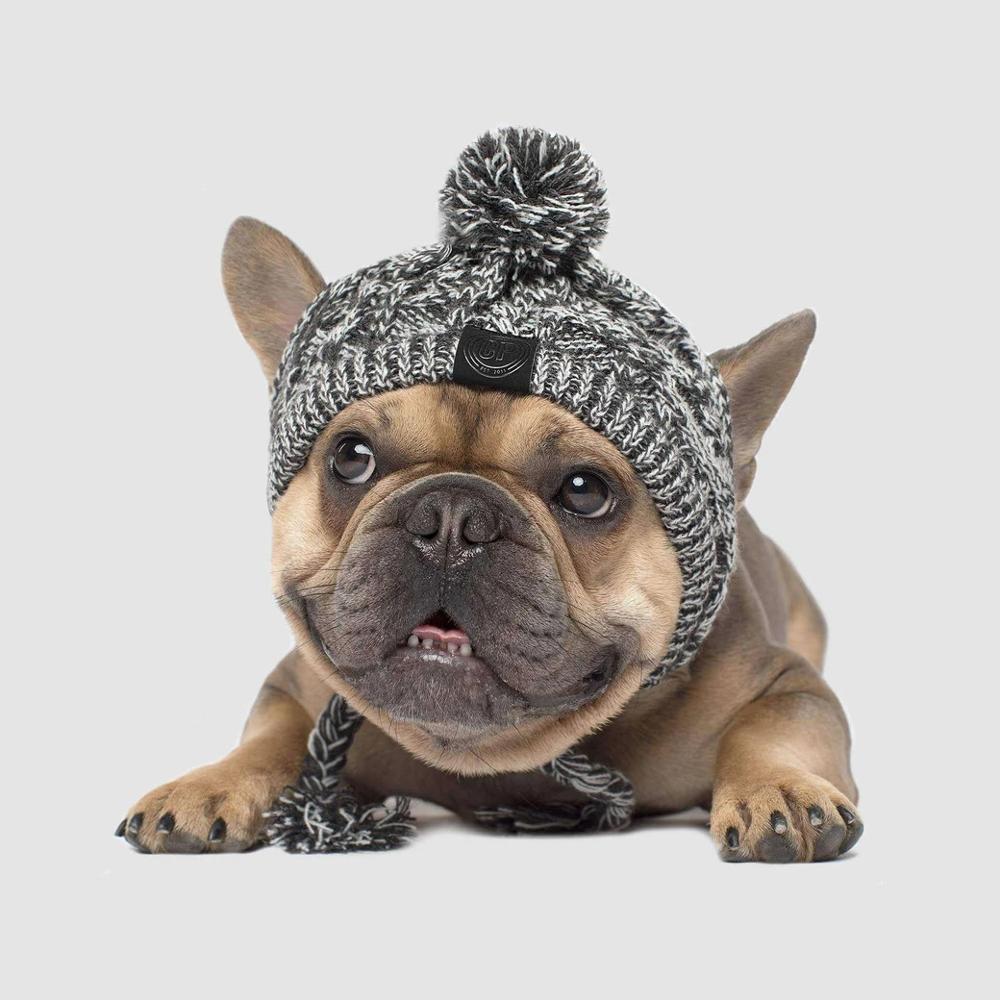 Bonnet en tricot chaud pour animal de compagnie automne-hiver avec pompon