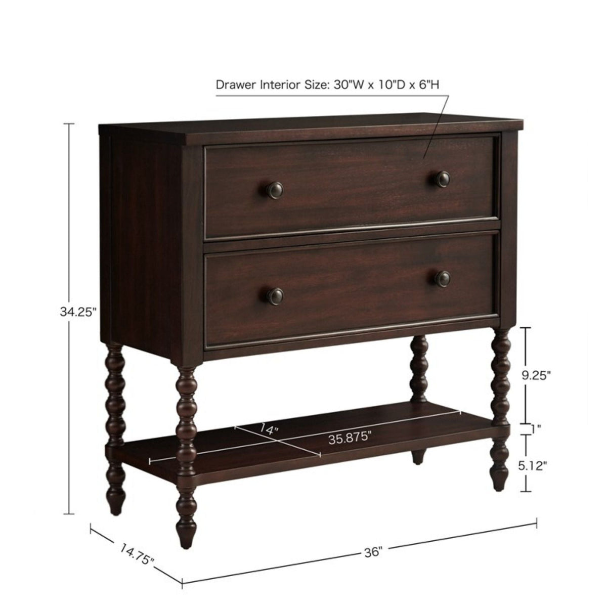 Commode d'appoint Beckett à 2 tiroirs