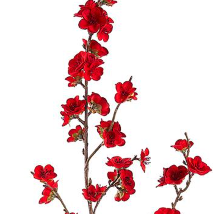 36" Red Velvet Plum Blossom Spray | Faux Floral Stem for Home Decor