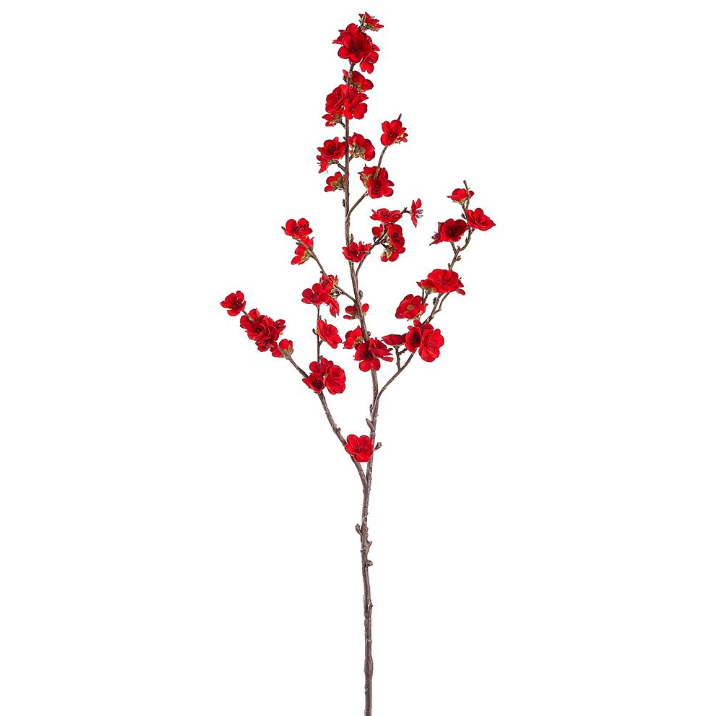 36" Red Velvet Plum Blossom Spray | Faux Floral Stem for Home Decor