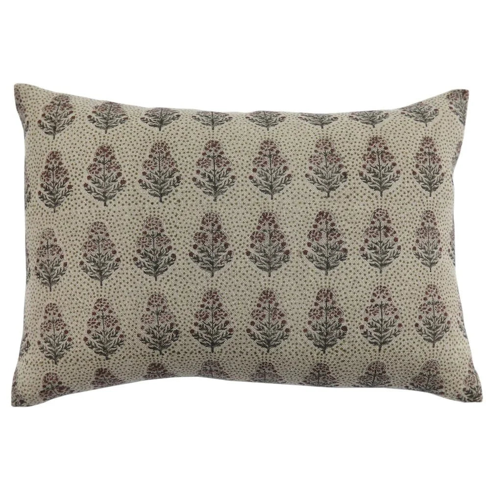 Housse de coussin décoratif en lin à motifs floraux Padma, rubis