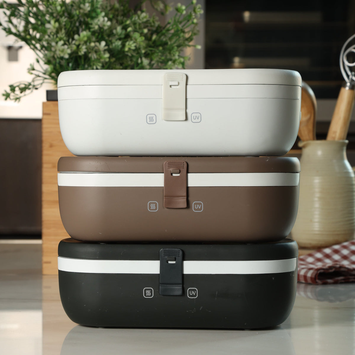 Boîte à déjeuner auto-chauffante avec câble USB-C et stérilisateur UV