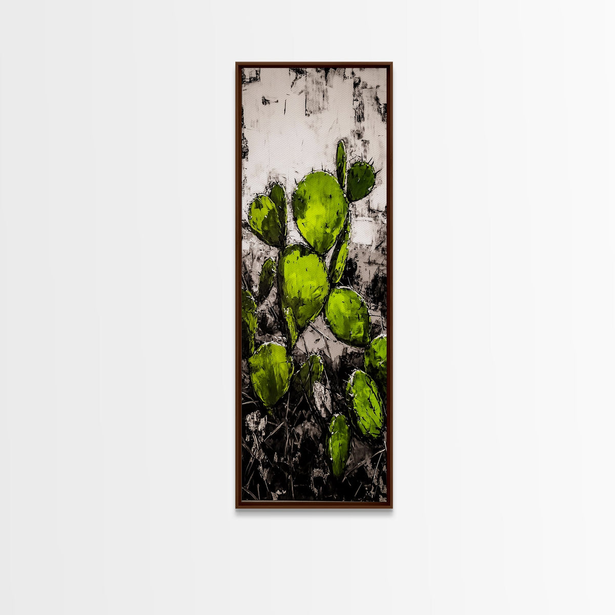 Impression sur toile effet vieilli art cactus décoration murale sud-ouest peinture paysage désertique décoration chambre d'amis décor chaleureux