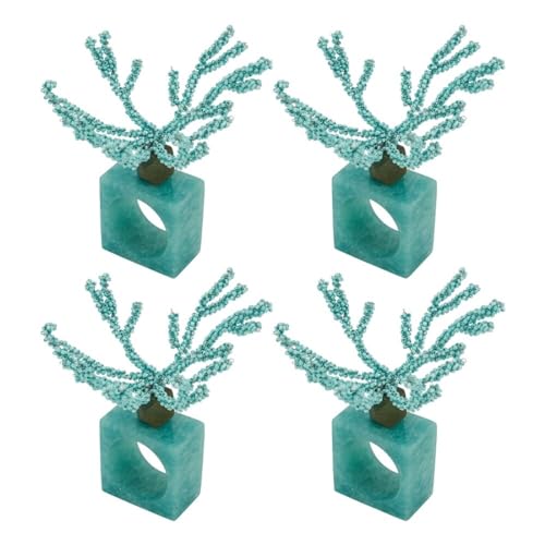Coral Beaded Resin Napkin Rings