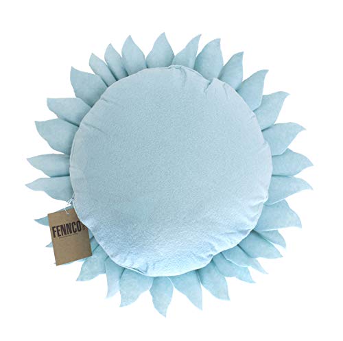 Fennco Styles Handmade Garden 3D Sunflower Decorative Filled Throw Pillow 13" Round - Gold Floral Pillow for Couch, Living Room and Bedroom Décor