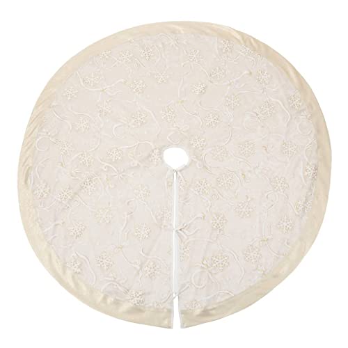 Printed Snowflake & Ribbon Christmas Tree Skirt