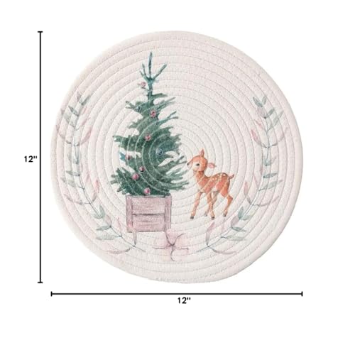 Rabbit & Botanical Print Cotton Blend Woven Placemats