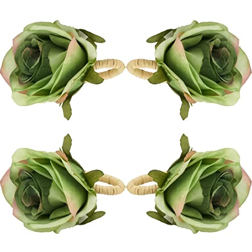 Handmade Red Rose Flower Napkin Rings