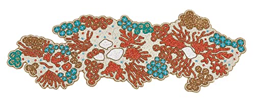 Hand Beaded Coral Reef Coastal Placemat 15" Round