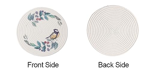 Rabbit & Botanical Print Cotton Blend Woven Placemats