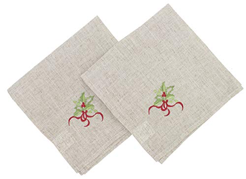 Embroidered Holly Christmas Tree Double-Layer Holiday Tablecloth