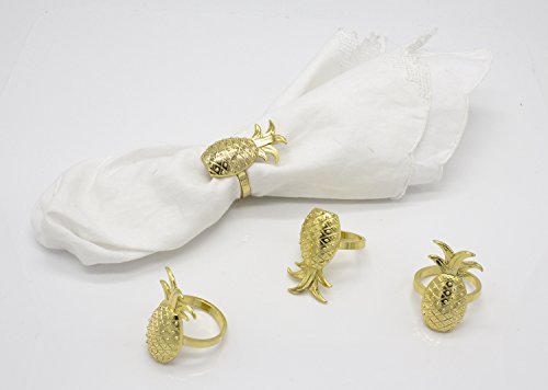Fennco Styles Stylish Pineapple Metal Napkin Rings - Set of 4