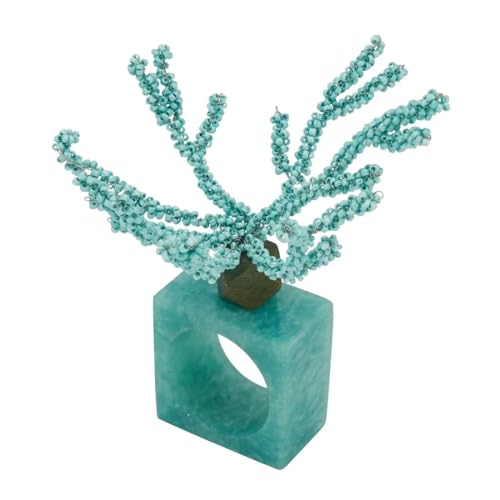 Coral Beaded Resin Napkin Rings