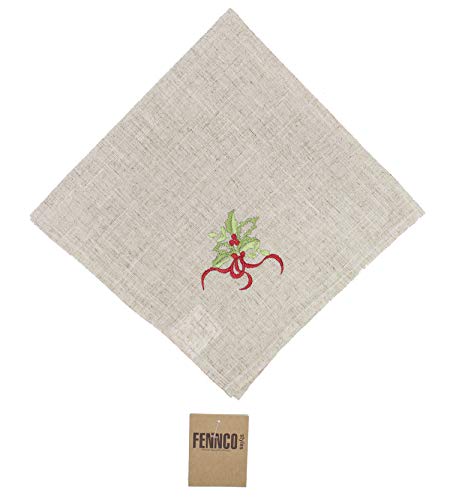 Embroidered Holly Christmas Tree Double-Layer Holiday Tablecloth