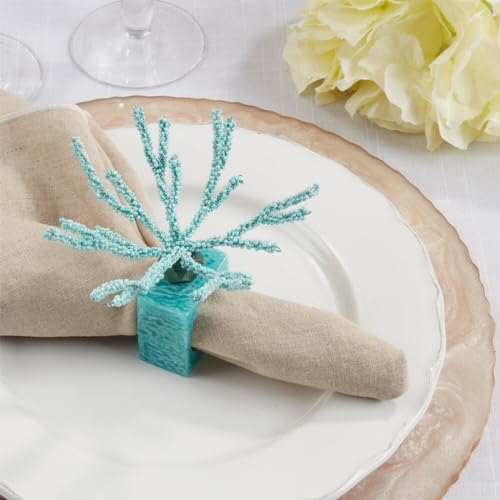 Coral Beaded Resin Napkin Rings