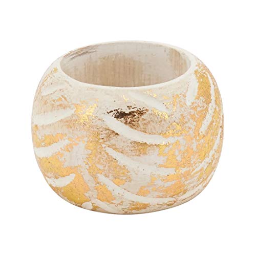 Distressed Foil Print Design Wood Napkin Rings