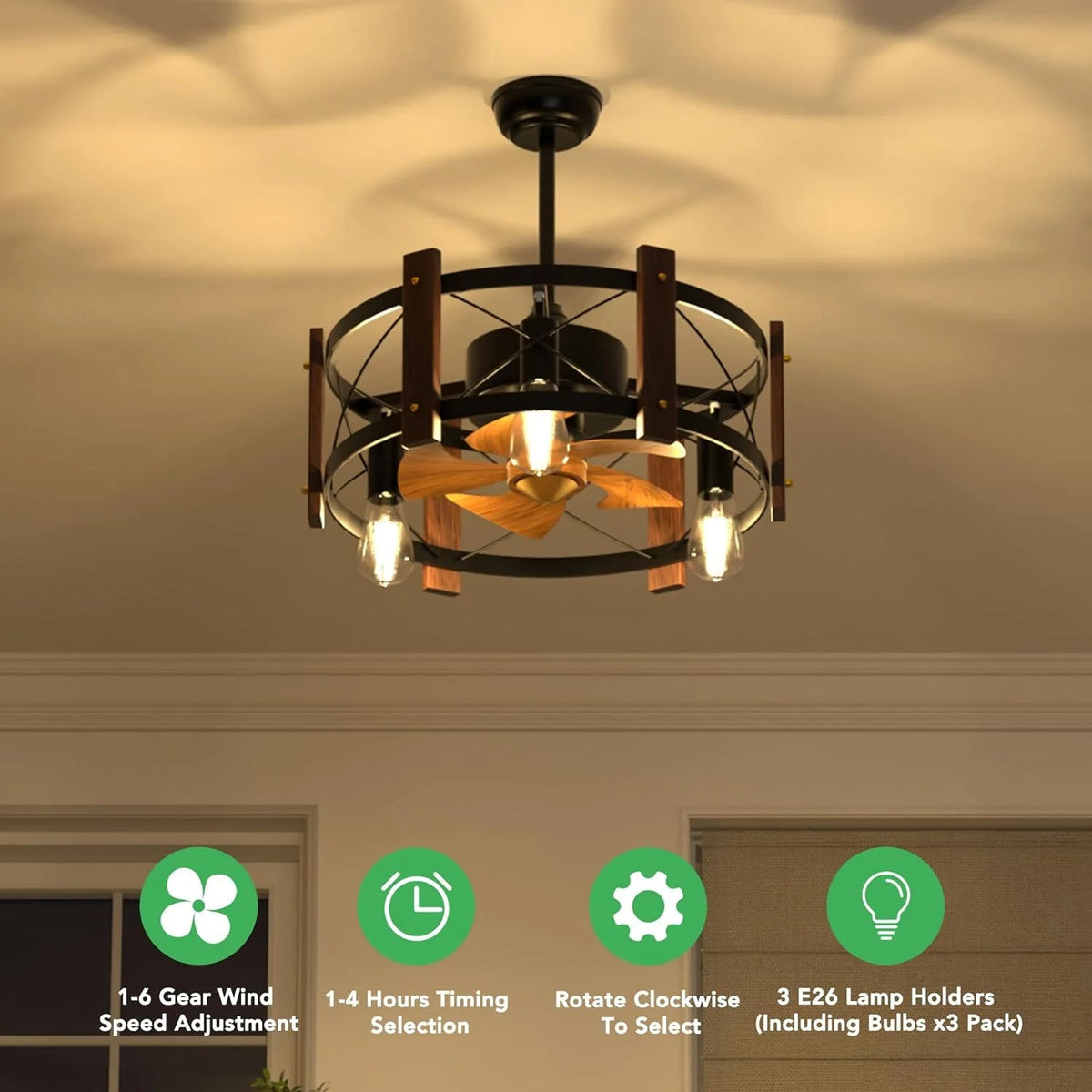 Ventilatore da soffitto Modern Farmhouse con luci a LED