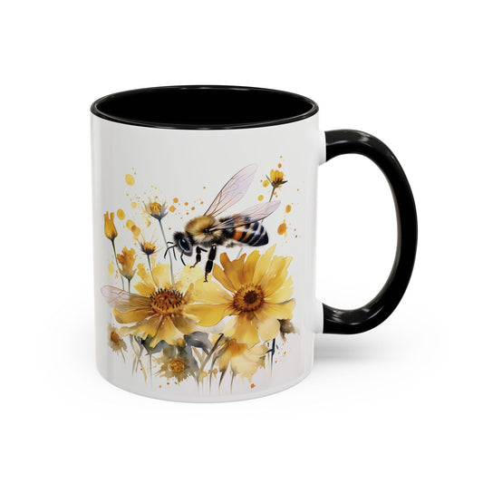 Mug à café en céramique fleur sauvage « Golden Bee » - Mug à café style champêtre