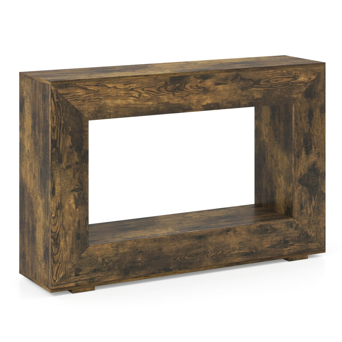 Console de style ferme de 47 po avec étagère de rangement à 2 niveaux