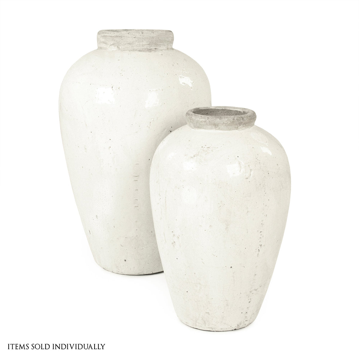 Antique White Ceramic Jar 18 in
