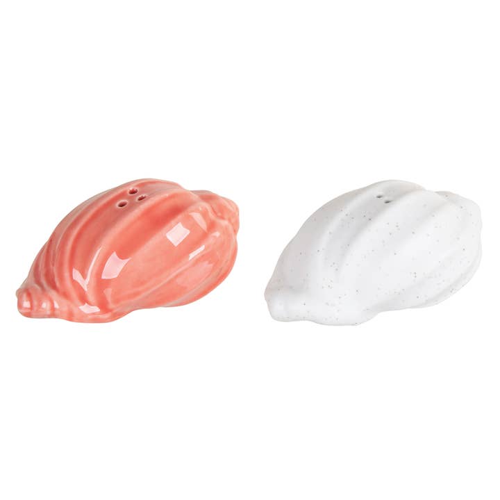 Coral And Bisque Shell Salt & Pepper Shaker Set 3 x 2 x 1.5 in