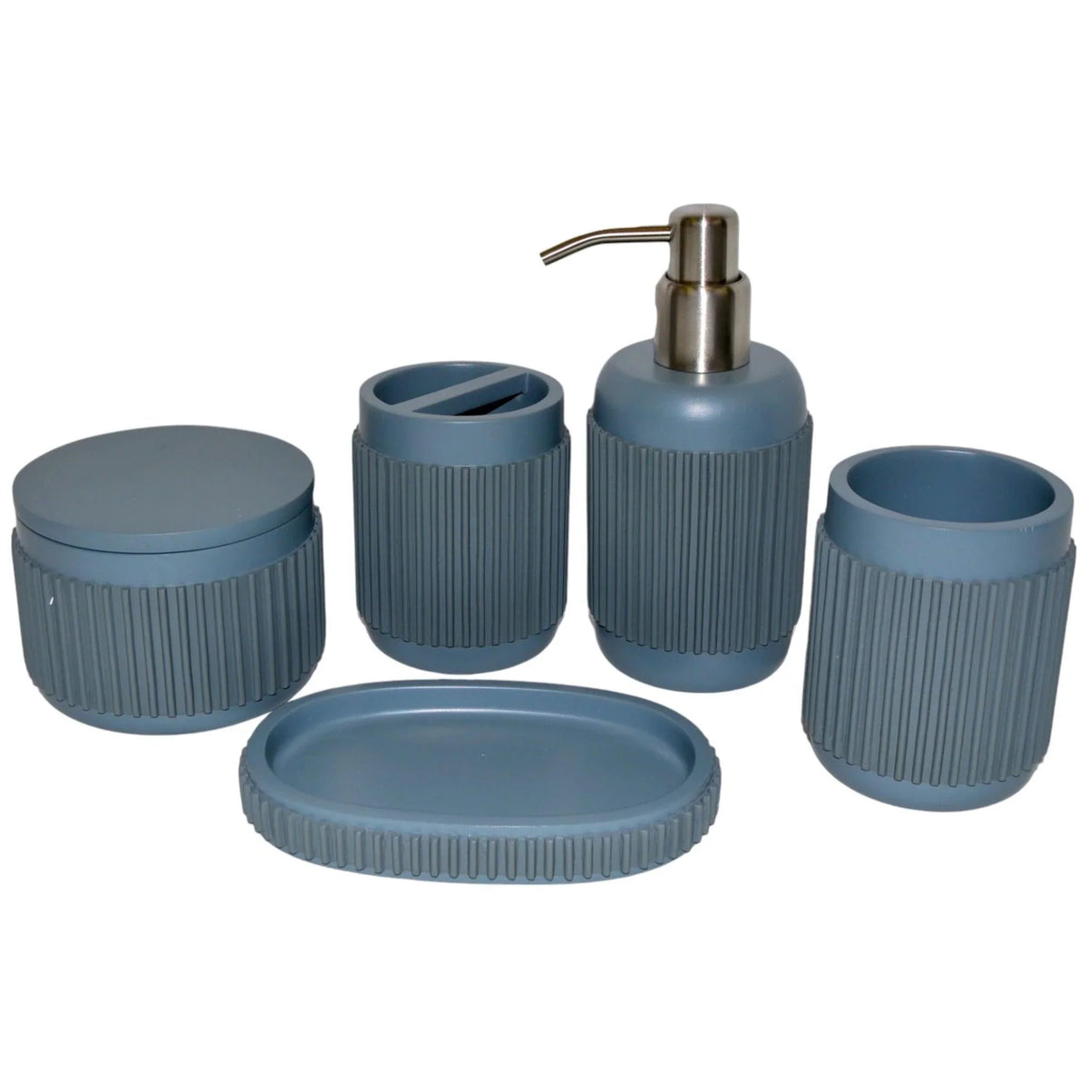 Set bagno 5 pezzi - Design a coste grigio