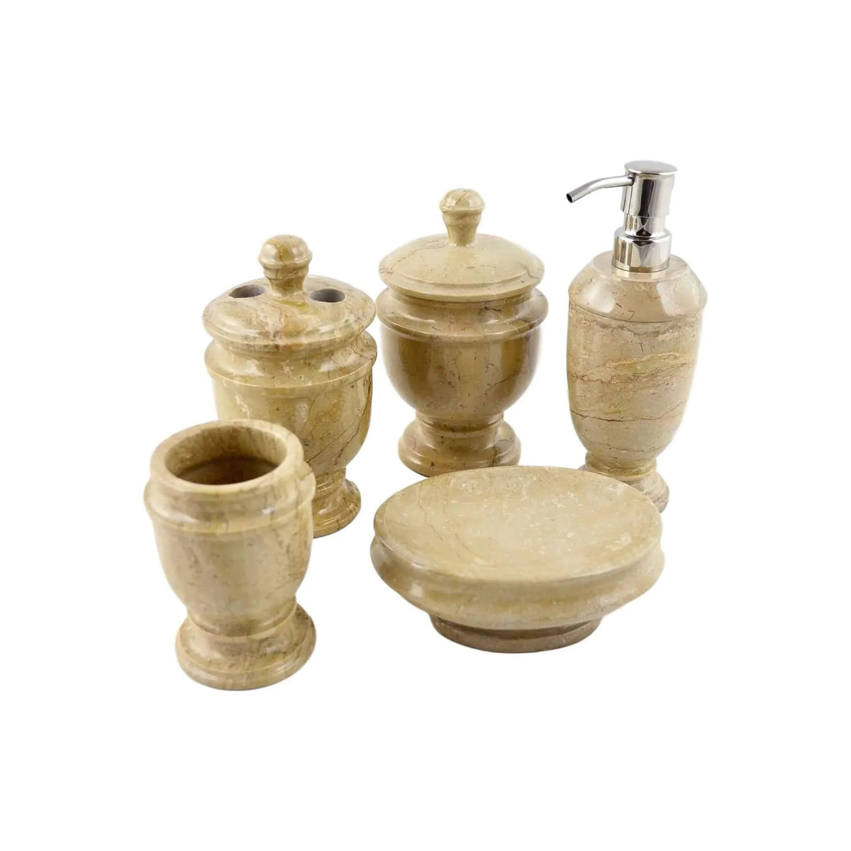 Set bagno 5 pezzi | Marmo beige