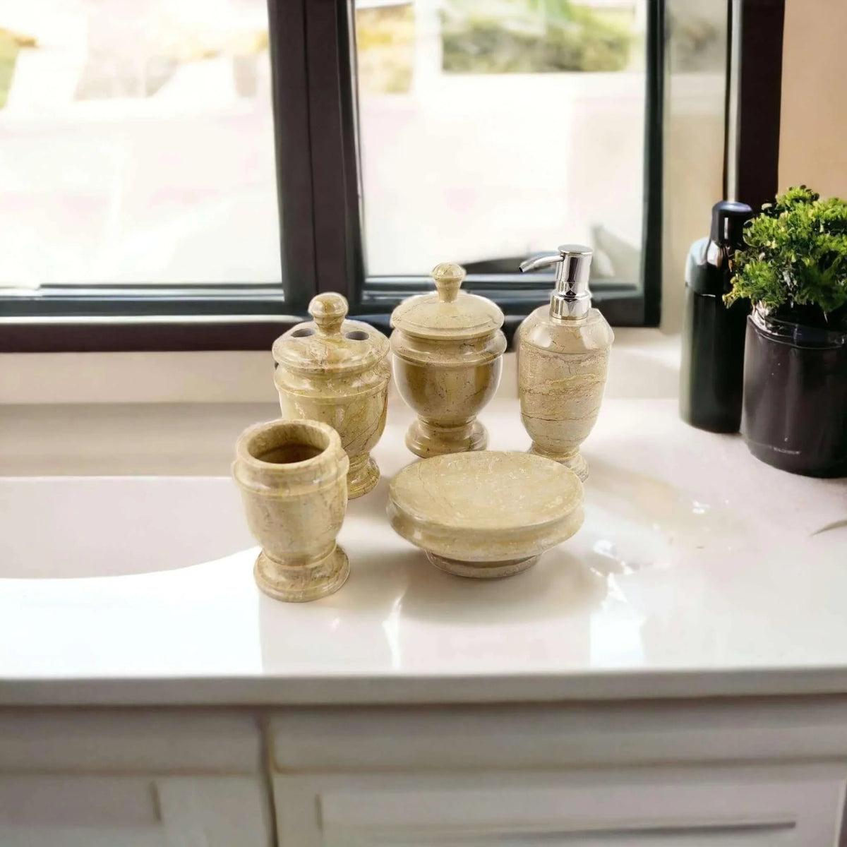 Set bagno 5 pezzi | Marmo beige