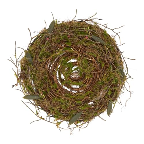 Tovaglietta decorativa artigianale in ramoscelli e muschio, rotonda da 15"