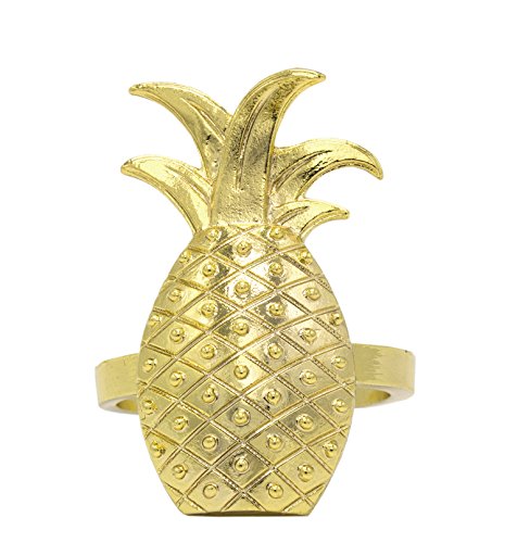 Fennco Styles Stylish Pineapple Metal Napkin Rings - Set of 4