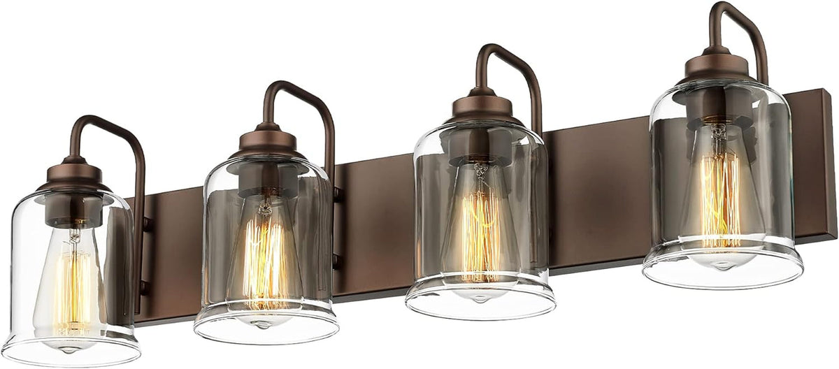 Lampada da bagno in stile rustico con paralume in vetro