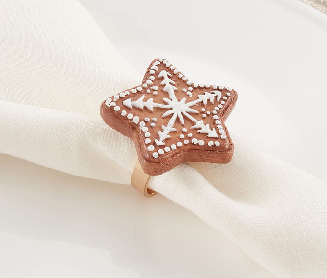 Christmas Gingerbread Star Design Napkin Rings