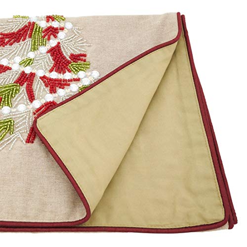 Beaded Christmas Tree Cotton Table Runner