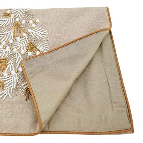 Beaded Christmas Tree Cotton Table Runner