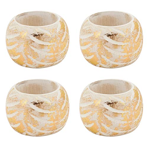 Distressed Foil Print Design Wood Napkin Rings