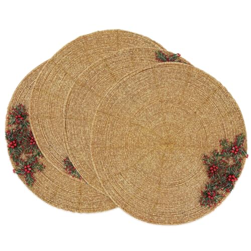 Festive Beaded Flower Holiday Placemats
