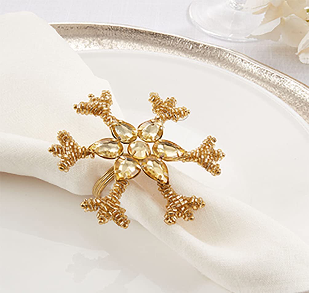 Beaded Snowflake Holiday Napkin Rings